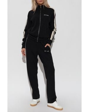 Palm Angels Cardigan With Embroidered Logo - Black