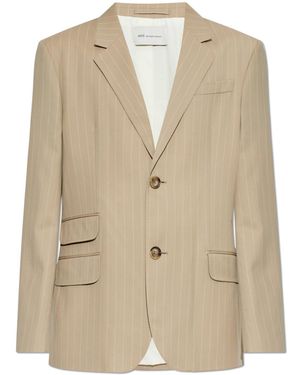 Ami Paris Wool Blazer With Single Vent - Natural