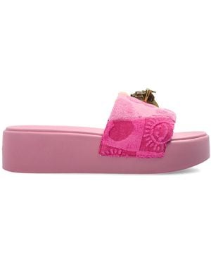 Kurt Geiger "Meena Eagle" Platform Slides - Pink
