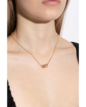 Tory Burch Necklace With A Logo Encrusted With Shimmering Crystals - Natural