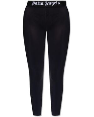 Palm Angels Leggings With Logo - Black