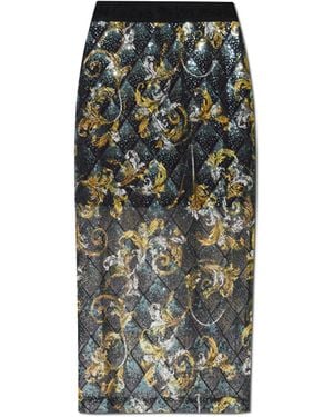Versace Jeans Couture Sequin Skirt With Barocco Pattern - Green