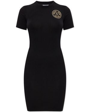 Versace Jeans Couture Dress With Printed Logo - Black