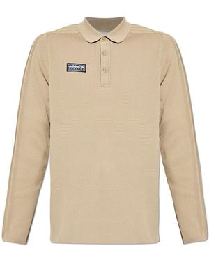 adidas Originals Polo With Logo Patch - Natural