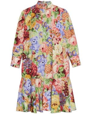 Moschino Cotton Dress With Floral Motif, - White