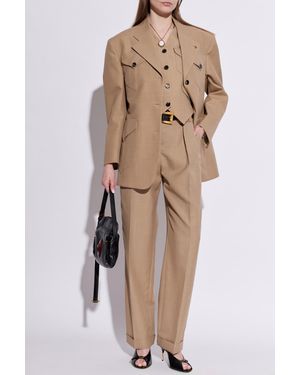 Versace Wool Blazer With Single Vent - Natural