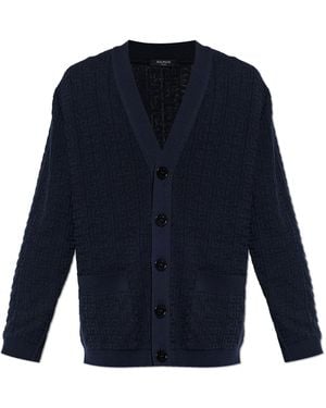 Balmain Monogram Cardigan - Blue