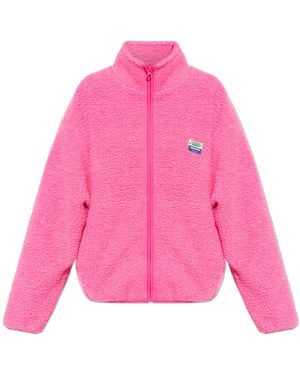 American Vintage Fleece Jacket With Stand-Up Collar - Pink