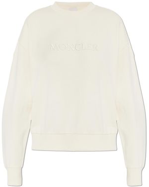 Moncler Sweatshirt With Embroidered Logo - White