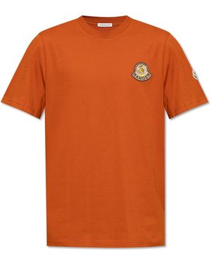Moncler T-Shirt With Logo - Orange