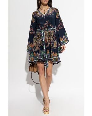 Etro Silk Dress With Belt - Blue