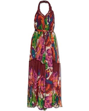 Etro Silk Dress With Lace Inserts - Red