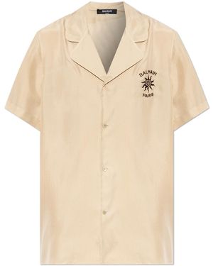 Balmain Silk Short-Sleeve Shirt - Natural