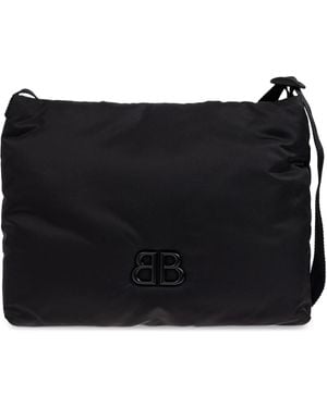 Balenciaga Shoulder Bag With A Logo-Shaped Appliqué - Black