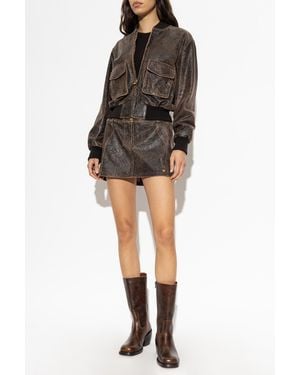 Amiri Leather Mini Skirt - Black