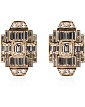 Ferragamo Clip-On Earrings With Shimmering Crystals - Black