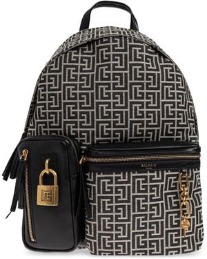 Balmain 'Pulse' Backpack With Monogram - Black