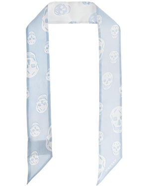 McQueen Silk Scarf With A Distinctive Skull Motif - White