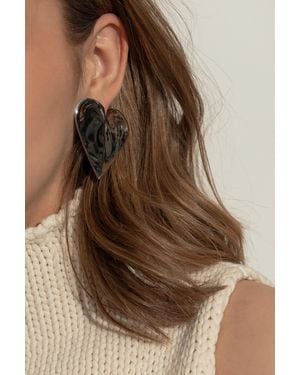 Alaïa Heart-Shaped Earrings - Brown