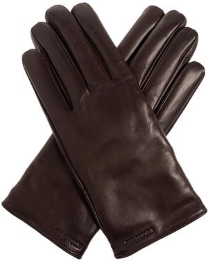 Ferragamo Leather Gloves - Brown