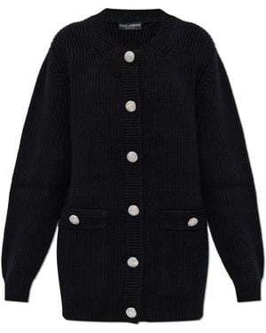 Dolce & Gabbana Cardigan With Shiny Buttons - Black