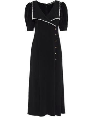 Alessandra Rich Dress With A Collar Finished With Lace - Black
