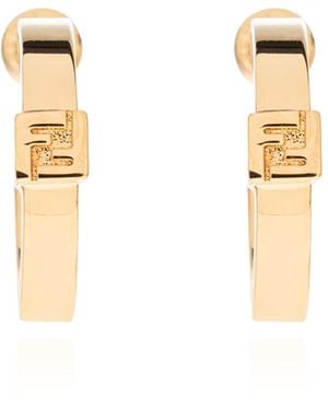 Fendi Earrings With Logo - Metallic