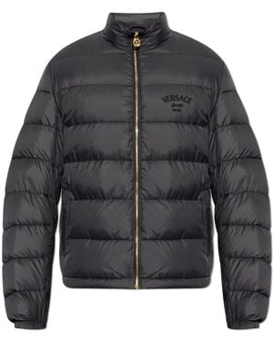Versace Puffer Jacket With Stand-Up Collar - Grey