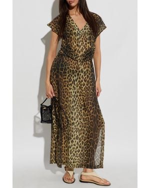 Moschino Beach Dress With Animal Print - Brown