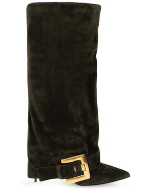 Balmain Suede Heeled Boots - Black