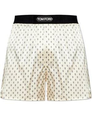 Tom Ford Silk Boxers With Logo - Natural