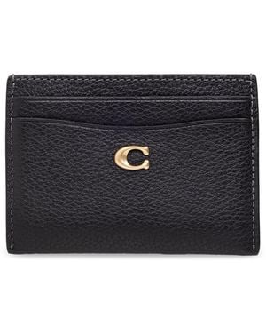 COACH Logo-plaque Leather Card Holder - Black