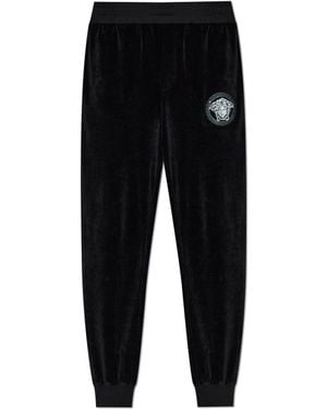 Versace Velvet Pants With A Shimmering Appliqué - Black