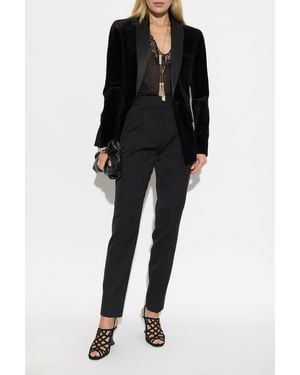 Balmain Velvet Blazer With Single Vent - Black