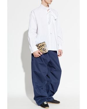 KENZO Shirt With Decorative Tie - Blue