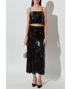 Self-Portrait Short Sequin Camisole Top - Black