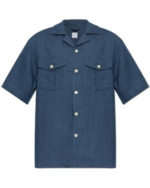 Eleventy Linen Shirt With Pockets - Blue