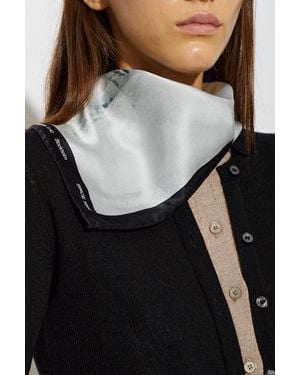 Acne Studios Silk Scarf With Pattern - Black