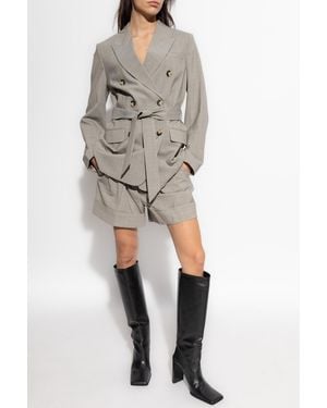 Rag & Bone Double-Breasted Blazer With Belt - Gray
