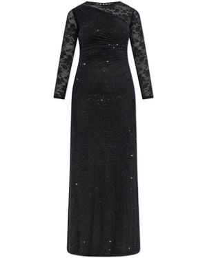 Self-Portrait Dress With Shimmering Crystals - Black