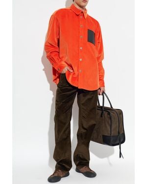 Loewe Corduroy Shirt With Logo - Orange