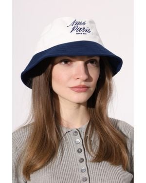 Ami Paris Hat With Embroidered Logo - Blue
