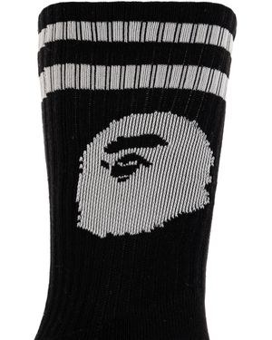 A Bathing Ape Socks With Logo - Black