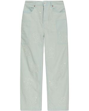 KENZO Trousers With Decorative Embroidery - White