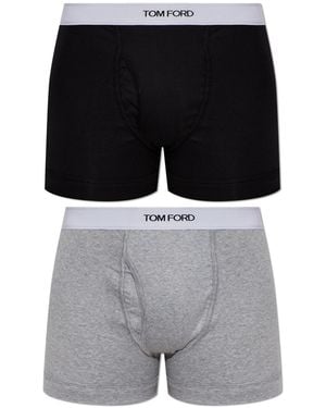 Tom Ford Two-Pack Of Cotton Boxers With Logo - Black