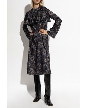 Ganni Dress With Floral Motif - Black