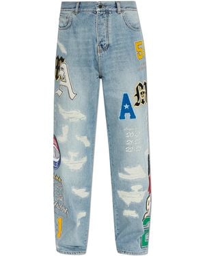 Amiri Jeans With Patches - Blue