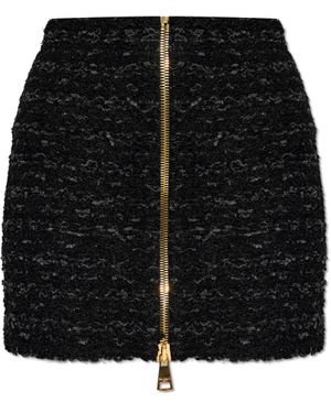 Balmain Short Tweed Skirt - Black