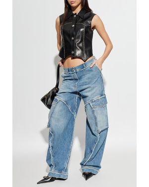 Versace Leather Vest With Studs - Blue