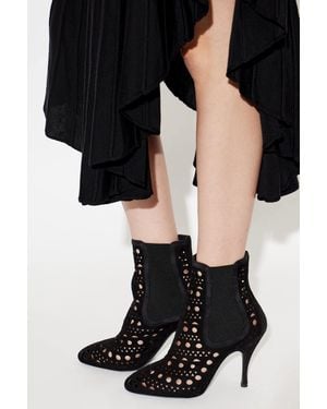 Alaïa Suede Heeled Ankle Boots - Black